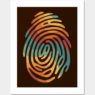 Retro style fingerprint design. Posters and Art